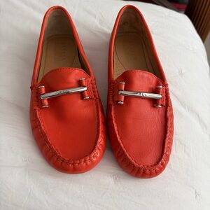 Ralph Lauren Bright Orange Leather Loafers
